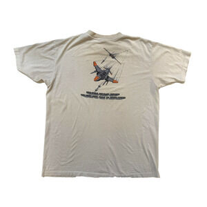 VINTAGE Fly Navy Shirt Mens XL White Single Stitch Graphic Thrashed Made USA 80s